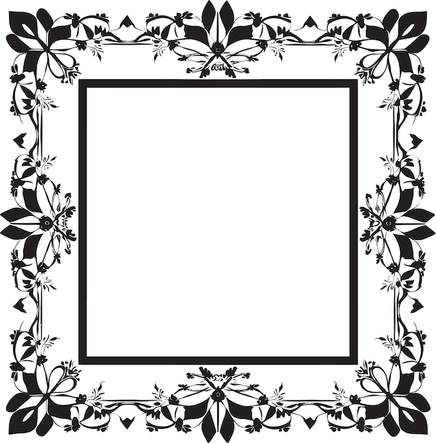 Vetor edgy elegance vector black frame logo icon design cativante fusão artística frame decorativo vect