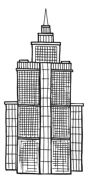 Vetor edificio alto. arquitetura urbana. centro de escritórios de negócios no centro da cidade isolado no fundo branco