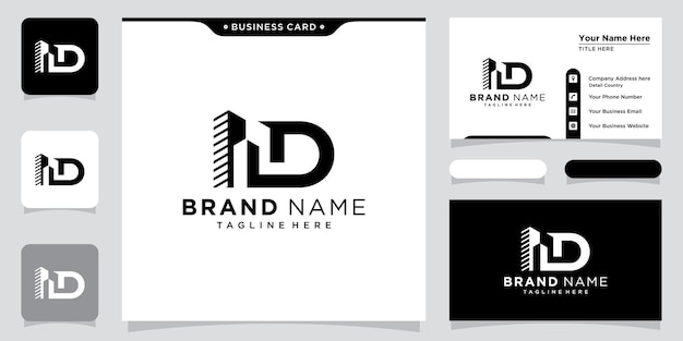 Edifício com design inicial do logotipo do monograma da letra D