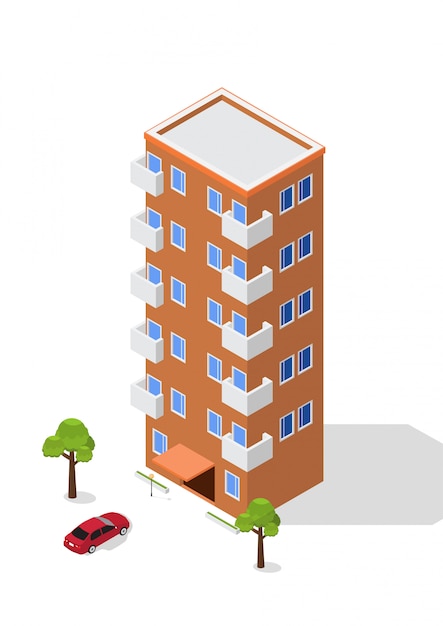 Edifício de apartamento isométrico