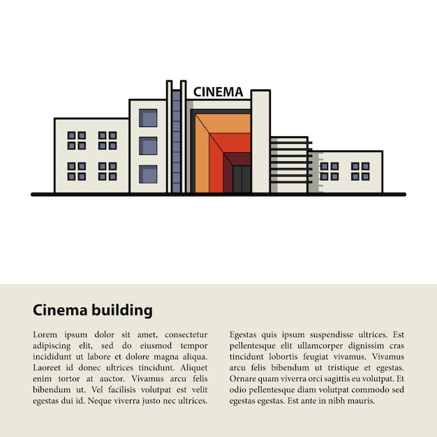 Edifício de cinema. modelo para o seu texto na parte inferior