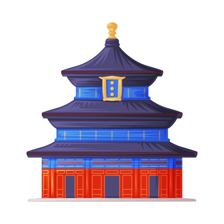 Vetor edifício de pagoda em níveis como ilustração vector da arquitetura cultural tradicional chinesa