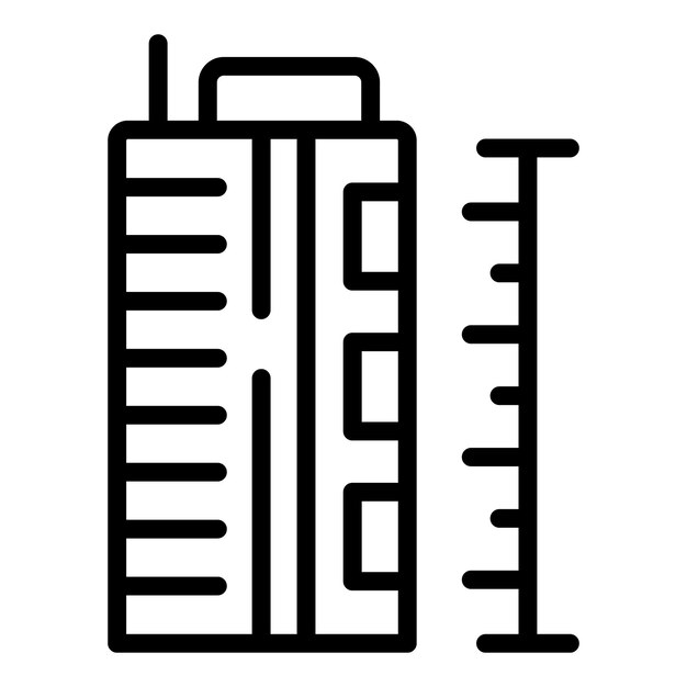 Edifício, ícone, contorno, vetorial, quarteirão cidade, casa multistory