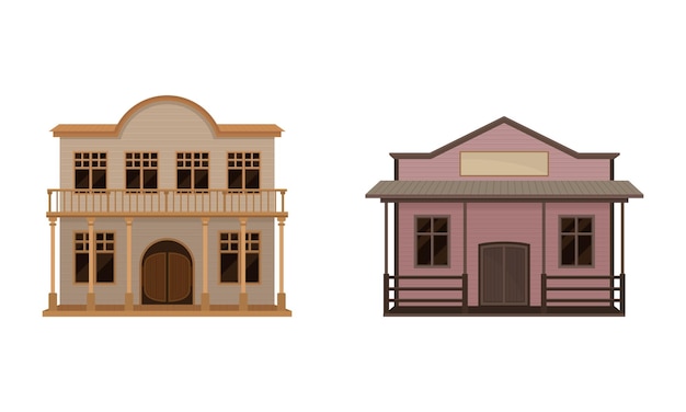 Edifício ocidental com saloon com portas de batwing Vector Set