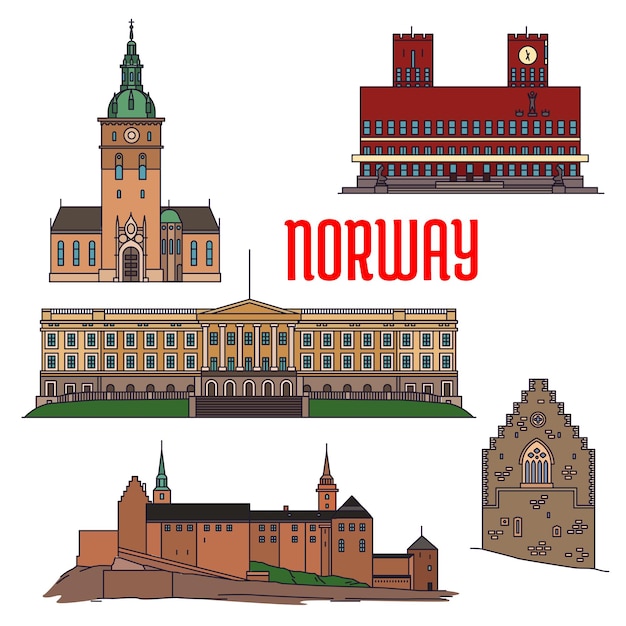 Edifícios históricos e pontos turísticos da noruega