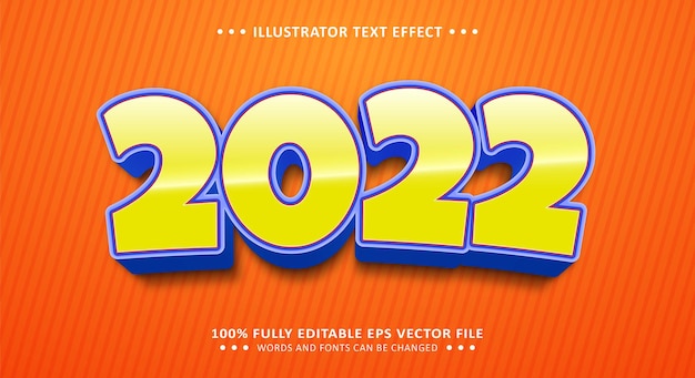 Editable 3d text effect 2022 cartoon style