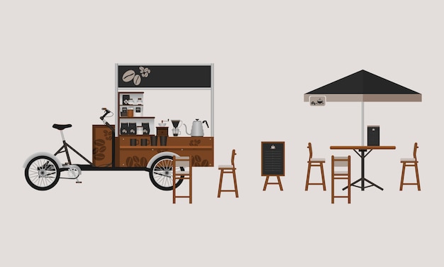 Vetor editable coffee stand vector illustration