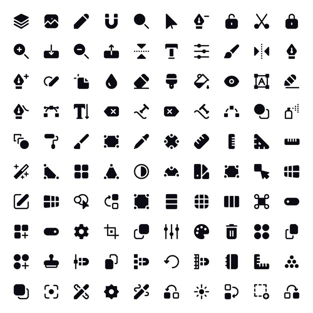 Vetor editar ferramentas icon set ícones vetoriais para design gráfico e edição de imagens