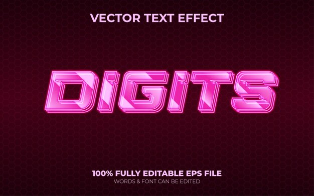 Editável 3d Vector Text Effect Digital Metaverse Iluminação Neon com Cor Rosa