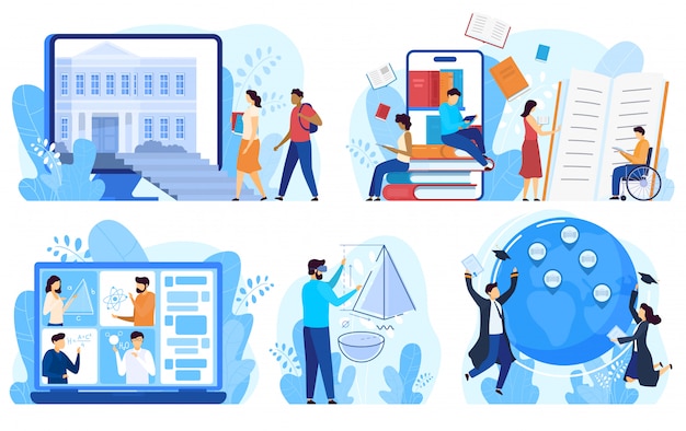 Educação a distância e conceito de aprendizagem on-line, ilustração