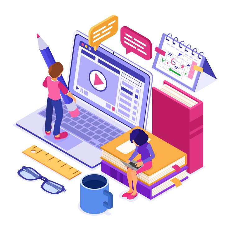 Vetor educação a distância on-line em casa