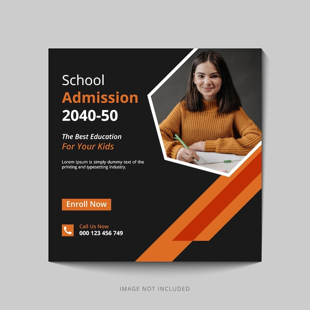 educação de crianças postagem de mídia social projeto de modelo e banner da web