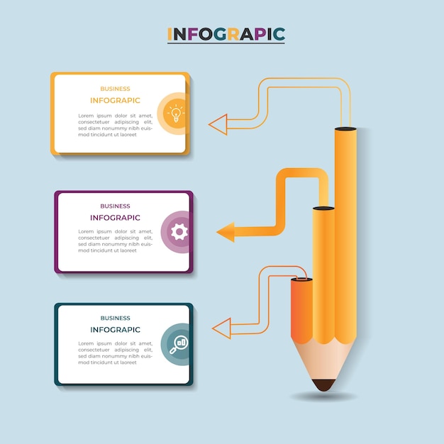 Vetor educação de negócios infográficos de lápis 3 passos podem ser usados para apresentação de negócios