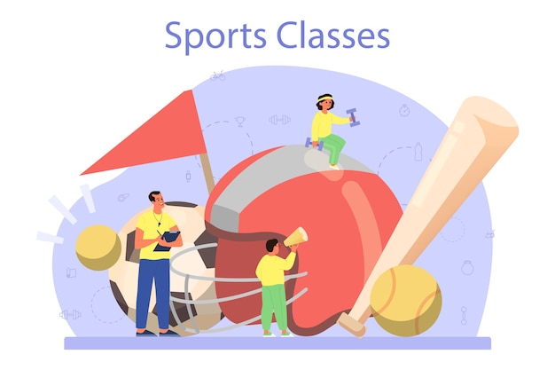 Vetor educação física ou conceito de aula de esporte escolar