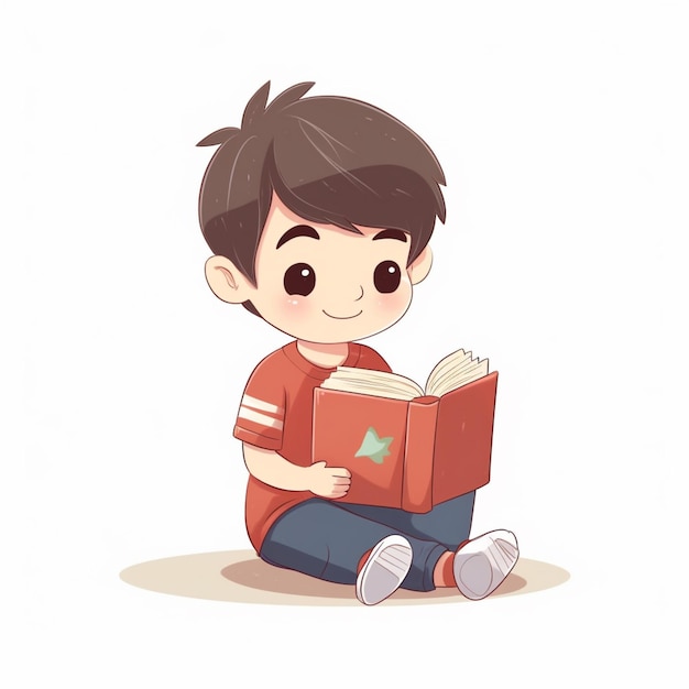 Educação livro escolar menino ilustração vetor ler estudo personagem menina biblioteca desenho animado