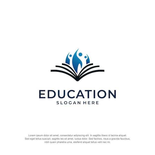 Educação logotipo livro conceito permium vector