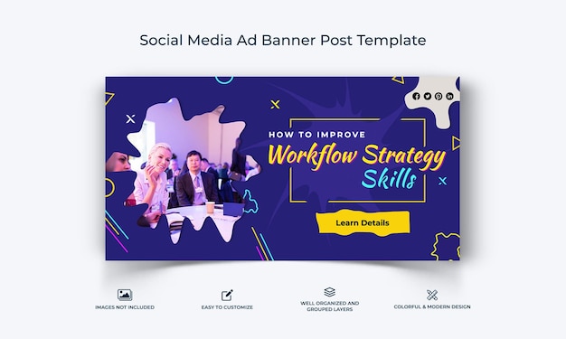 Educação mídia social Facebook Banner de anúncio Post template premium vector