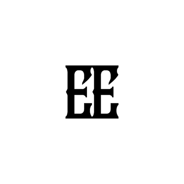 Vetor ee monograma logotipo design letra texto nome símbolo logotipo monocromático alfabeto personagem logotipo simples