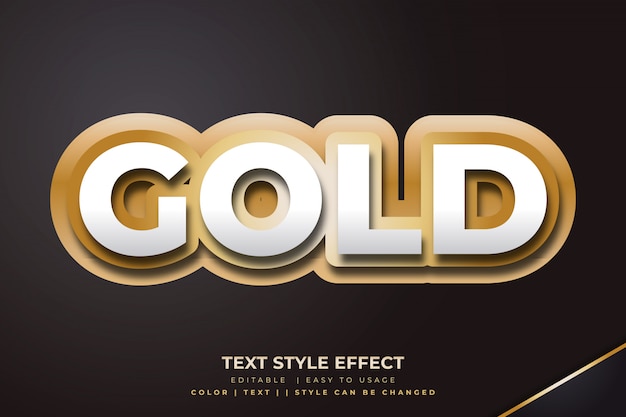 Efeito 3d de estilo de texto em negrito dourado com estilo de corte de papel