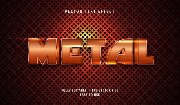 Vetor efeito 3d metal text, editable text style