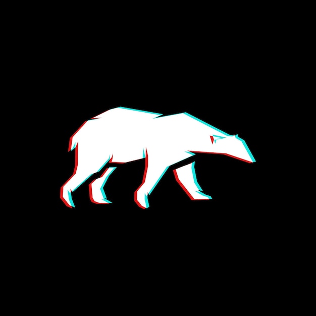 Efeito anáglifo do logotipo do urso polar em um fundo preto. para impressão em roupas, o símbolo da organização. para o seu design.