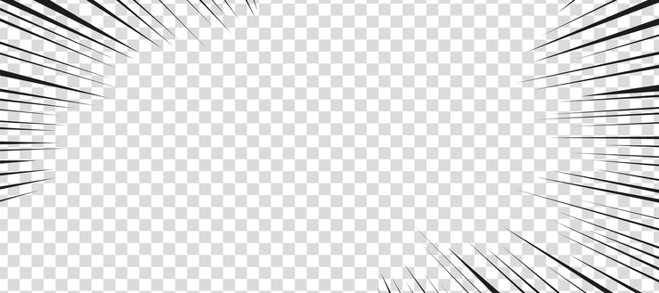Vetor efeito cômico de mangá em linhas radiais de movimento de fundo transparente para quadrinhos