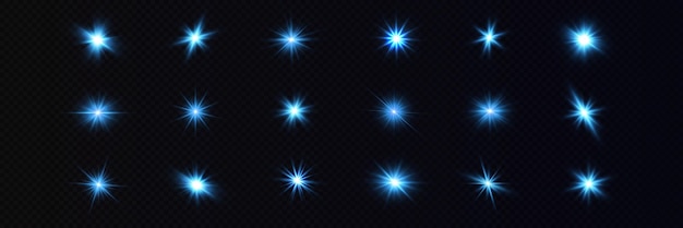 Efeito de brilho. partículas brilhantes azuis, estrelas. ilustração vetorial