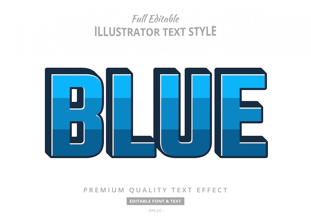 Efeito de estilo de texto 3d azul dos desenhos animados