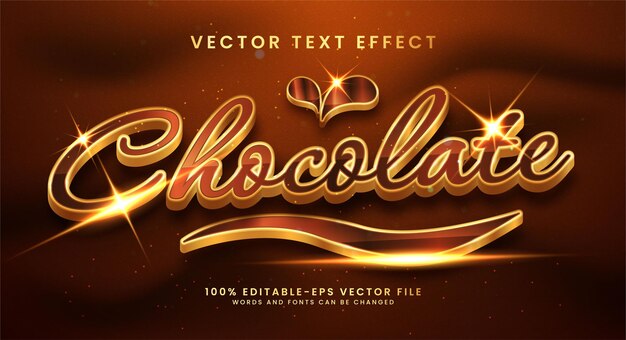 Efeito de estilo de texto 3d de chocolate. texto editável com conceito de cor marrom.