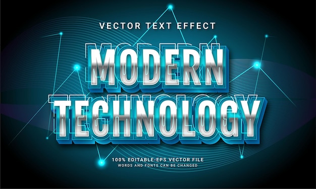 Vetor efeito de estilo de texto 3d de tecnologia moderna com tema de luz syber