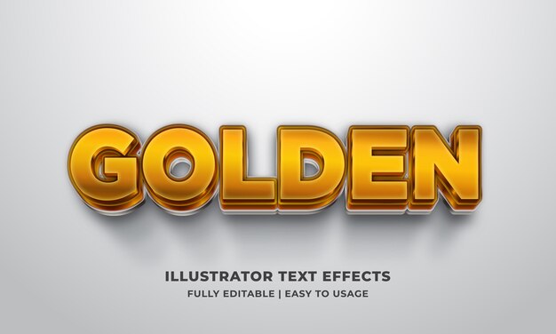 Efeito de estilo de texto 3d dourado