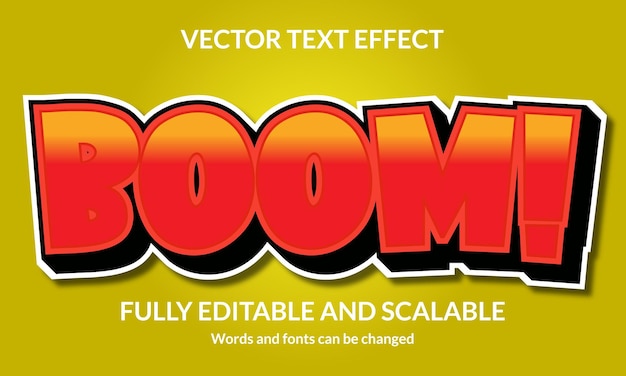 Vetor efeito de estilo de texto 3d editável boom