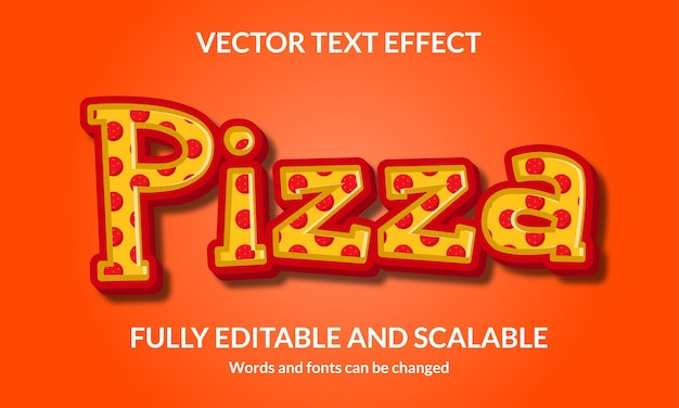 Vetor efeito de estilo de texto 3d editável de pizza