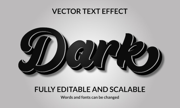 Vetor efeito de estilo de texto 3d editável escuro