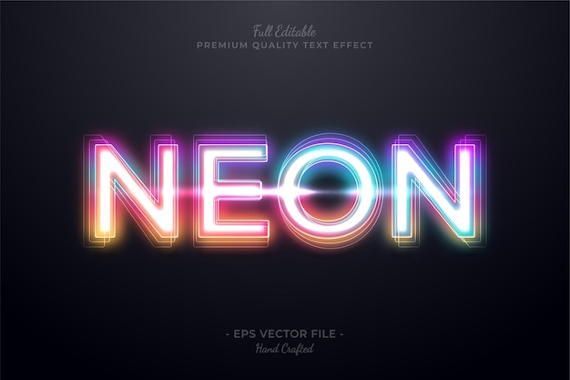 Vetor efeito de estilo de texto 3d editável gradiente colorido neon premium