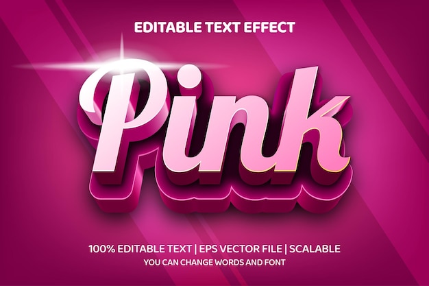 Efeito de estilo de texto 3d rosa