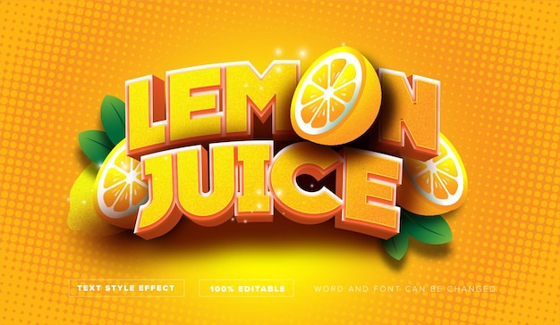 Vetor efeito de estilo de texto de suco de limão editável
