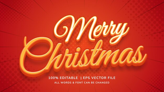 Efeito de estilo de texto de vetor 3d editável de feliz natal. estilo de texto editável do ilustrador.