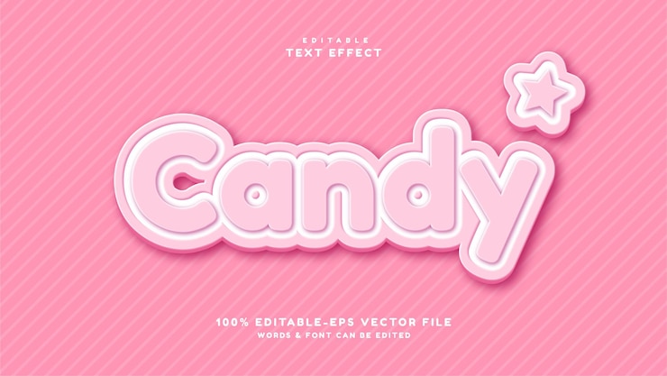 Vetor efeito de estilo de texto doce rosa