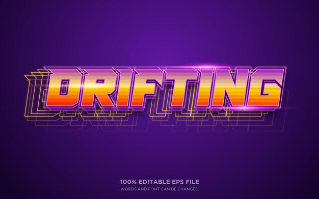 Efeito de estilo de texto editável 3D à deriva