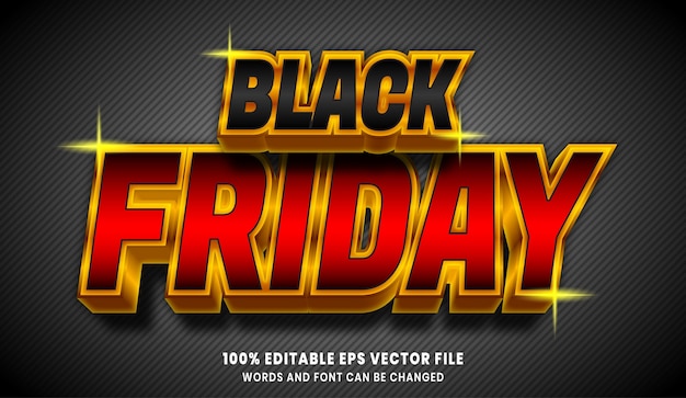 Vetor efeito de estilo de texto editável 3d black friday