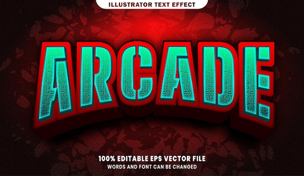 Efeito de estilo de texto editável arcade 3d