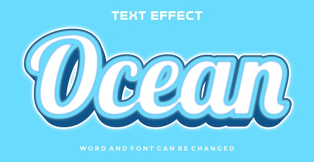 Vetor efeito de estilo de texto editável arquivos vetoriais de texto do oceano