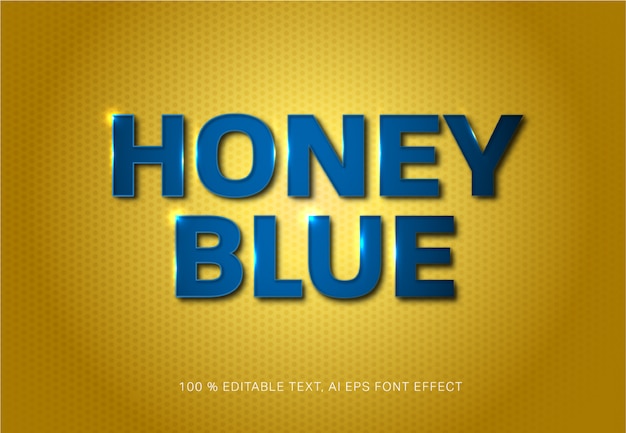 Efeito de estilo de texto editável azul mel