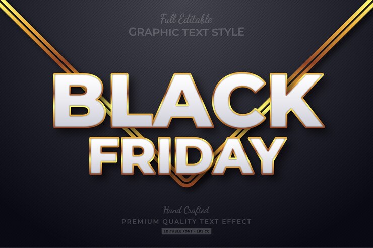 Efeito de estilo de texto editável Black Friday Gold