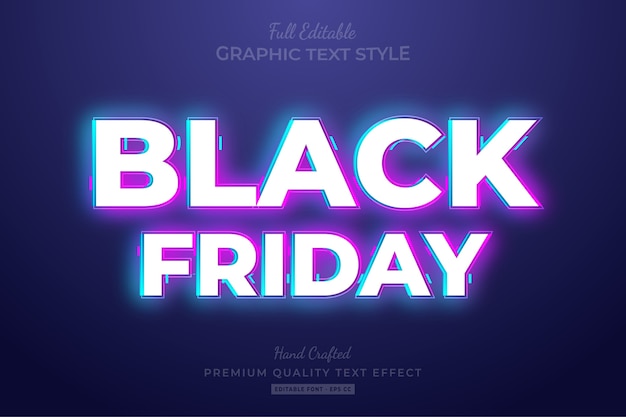 Efeito de estilo de texto editável black friday neon