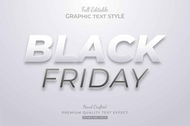 Efeito de estilo de texto editável Black Friday White Black