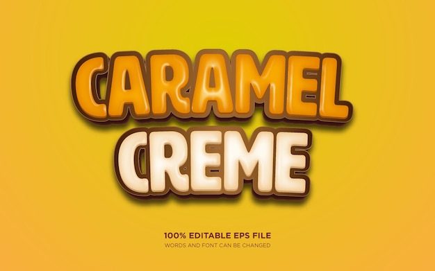 Efeito de estilo de texto editável caramel creme