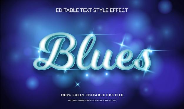 Efeito de estilo de texto editável de blues brilhantes