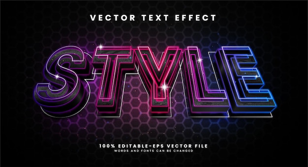 Vetor efeito de estilo de texto editável de estilo com temas de luz neon